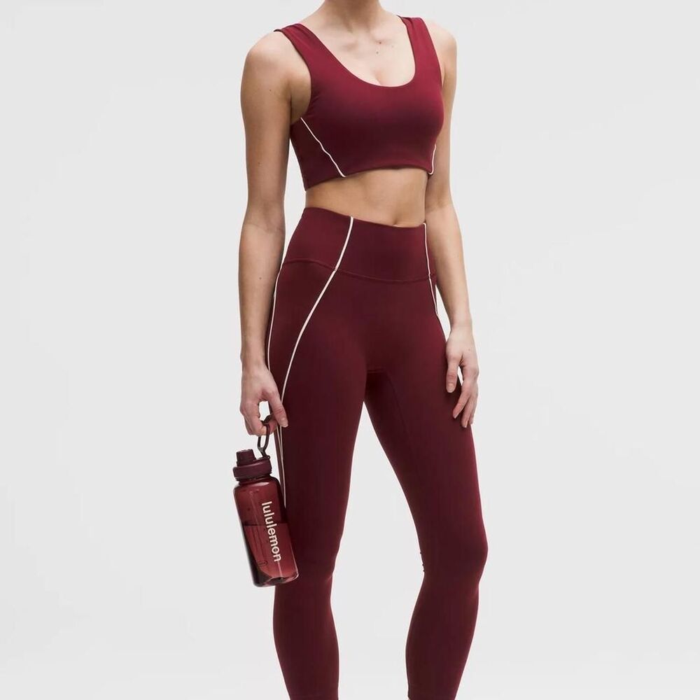 Lululemon Women's Burgundy and Cream Leggings
